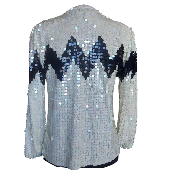 Vintage JoAnn Bryant Black White Sequined Cardigan Sweater 1960s - Picture 7 of 16